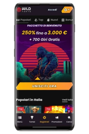 Screenshot del sito web mobile ufficiale di Wild Tokyo
